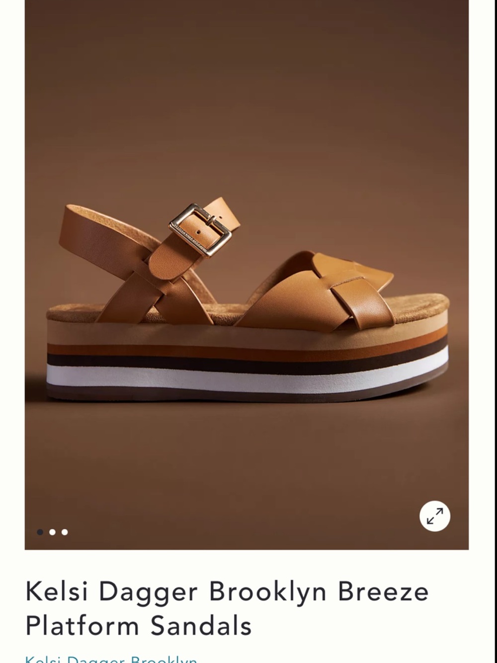 Kelsi Dagger Platform Sandals — Cognac Brown and White Striped Sole